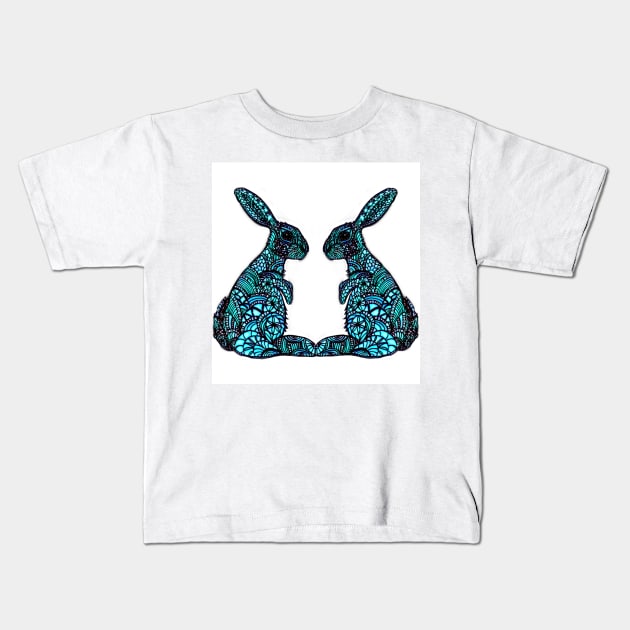 Meditating Bunnies Kids T-Shirt by YollieBeeArt